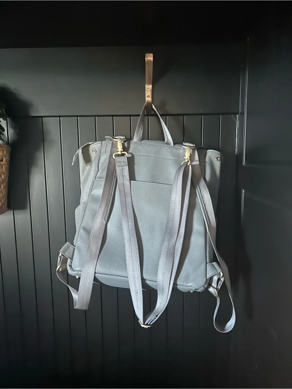Freshly Picked Classic Diaper Bag II in Stone Color Pebbled Leather Lg Backpack